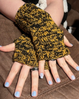 Black / Gold Fingerless Mitts